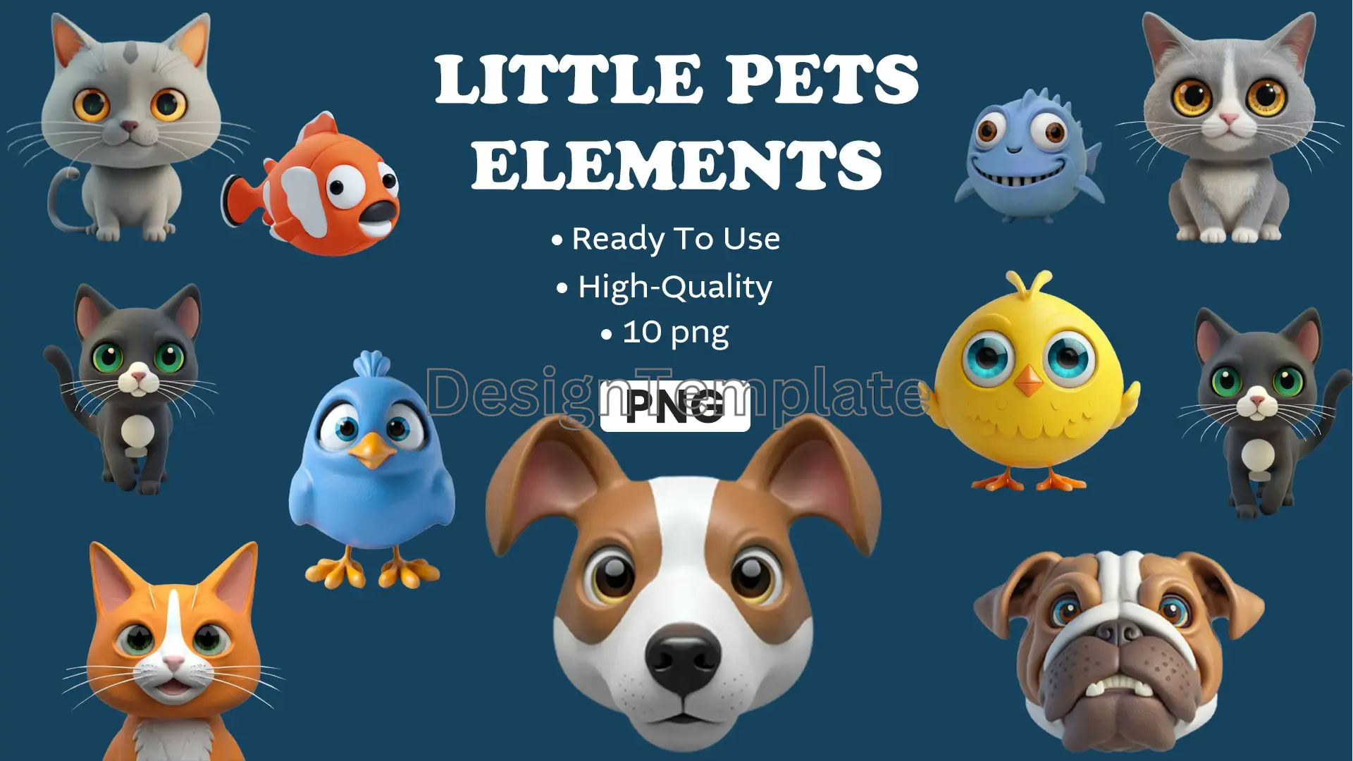Cute Little Pets 3D Elements Pack